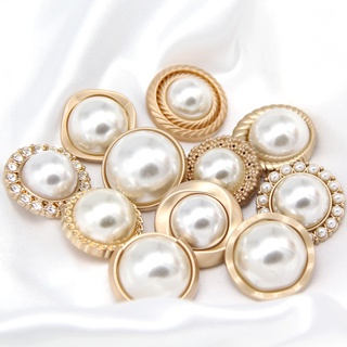Image of thu nhỏ 6Pcs/set 15/18/20/23/25mm Vintage Women Coat Gold Metal Pearl Buttons For Clothing Retro Suit Blazer Luxury Handmade Sewing Button #1