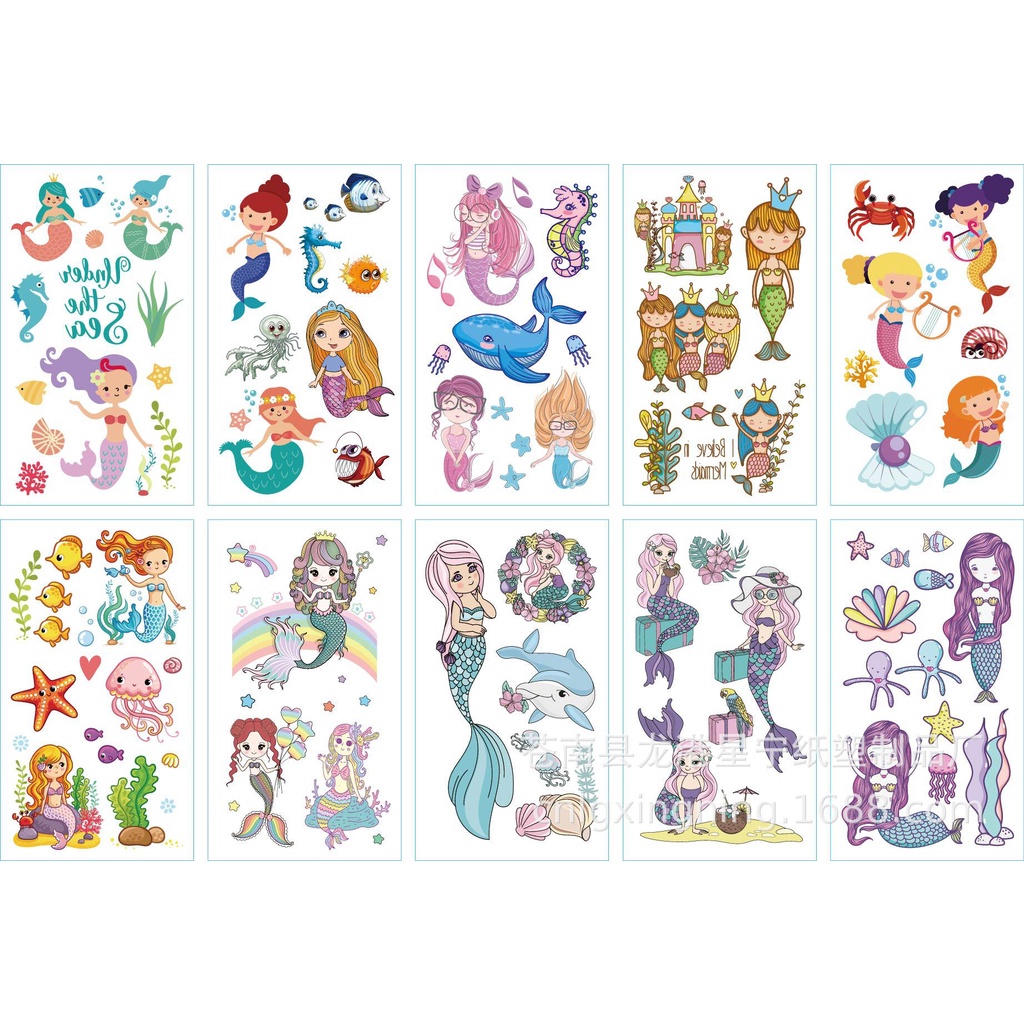 10pcs Mermaid Temporary Tattoo Sticker Removable Tattoos For Mermaid Theme  Birthday Party Decoration Favors Supplies | Shopee Singapore