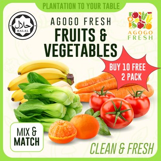 [Agogo Fresh] Mix & Match 10 Packs Vegetables & Fruits (Promotion: Free 2 Pack)