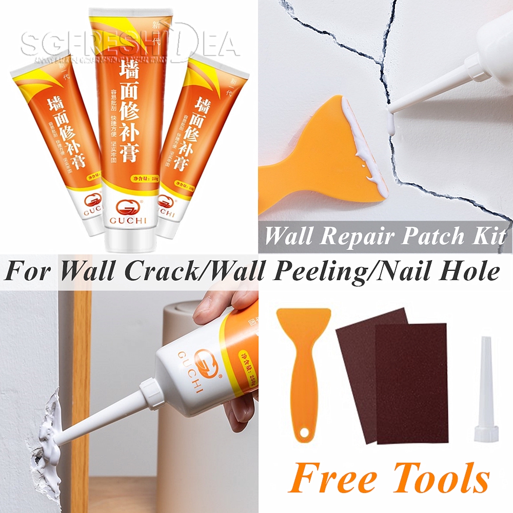 Wall Repair Patch Kit Mending Agent Paste Fix Crack Nail Hole Plaster Filler Graffiti Paint Grout Gap Cream White Clay Shopee Singapore