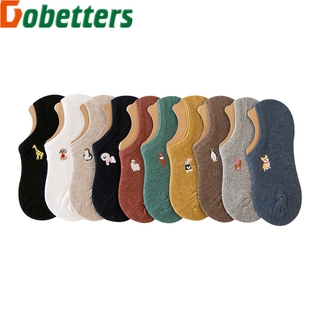 Image of 【Dobetters】Korean Socks Silicone Non-slip Embroidery Boat Socks Cartoon Animal Invisible Socks