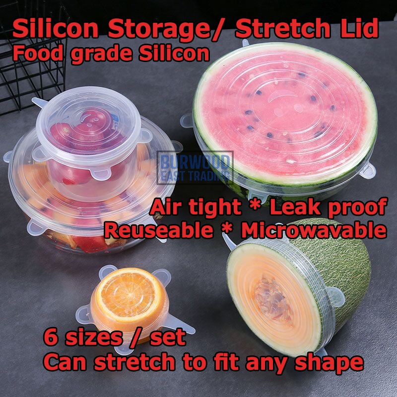 Silicon Storage/ Stretch Lid [Pack of 6 sizes] Reusable, Microwavable