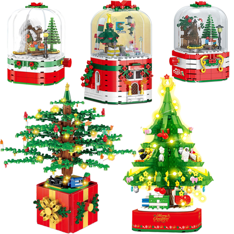 Compatible with Lego Creative Santa Claus Christmas Tree Light Rotating