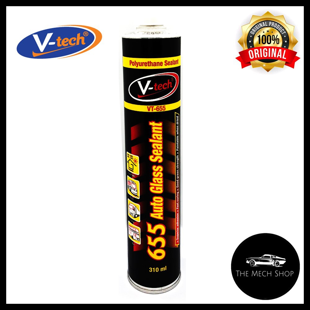 V Tech Windscreen Adhesive Glass Sealant Sealant Black Gum Silicone Vtech Vt 655 310ml Shopee Singapore