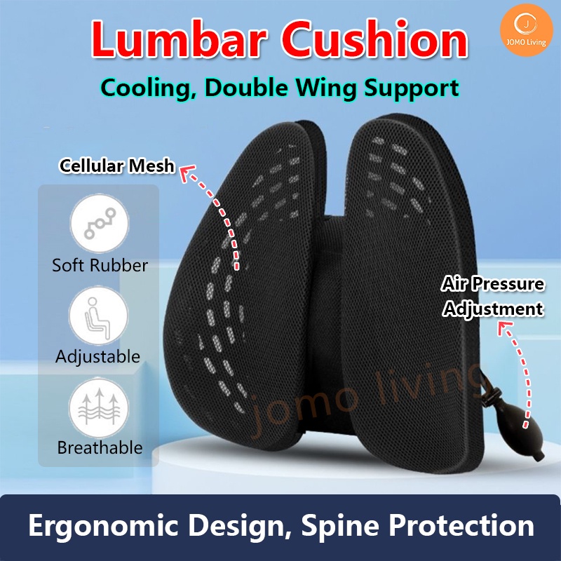 【Local Seller】Air Pressure Adjustment Lumbar Spinal Support Cushion Ergonomic Back Pad Support Car Seat Cushion