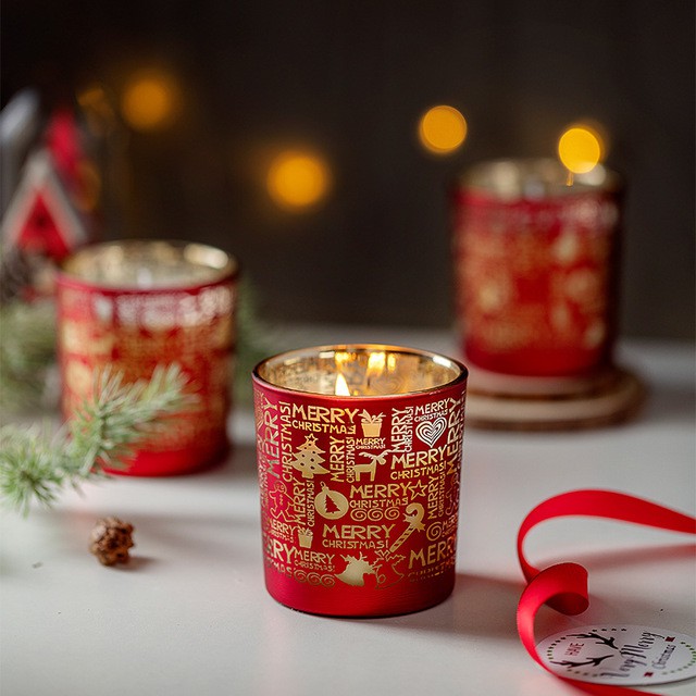 Christmas Scented Candle,Christmas gift,150g glow red cup with decent ...