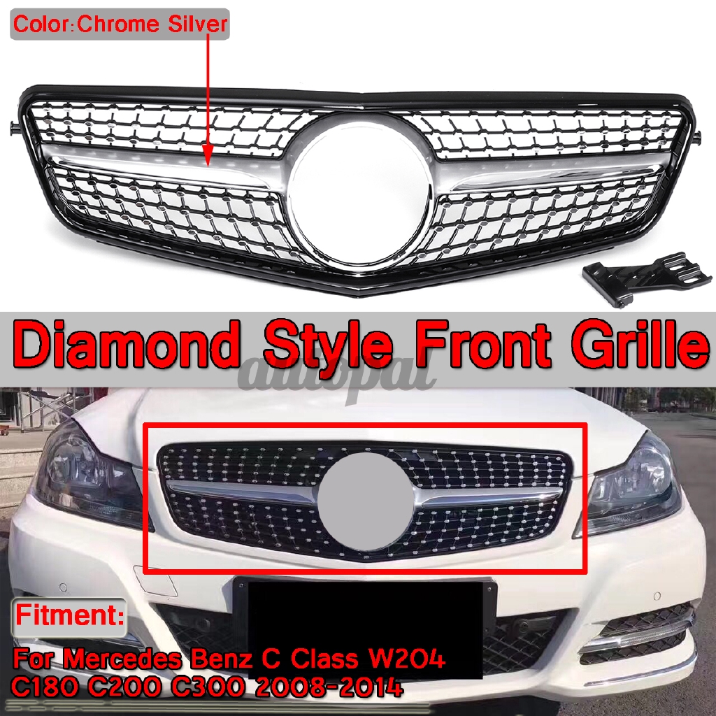 Mercedes Benz C Class W204 Diamond Front Grille For C180 C200 C300 08 14 Shopee Singapore