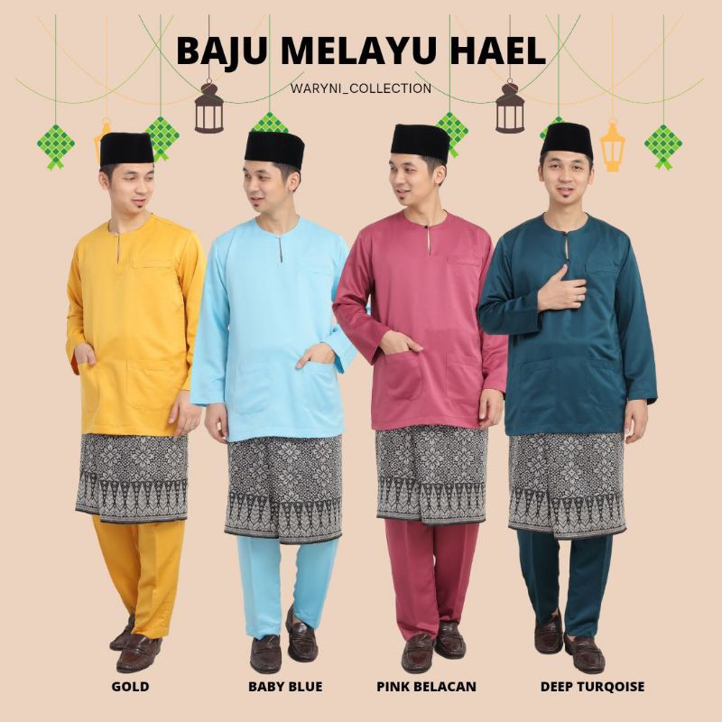 Waryni S 3xl Baju Melayu Hael Tradisional Kurung Johor Teluk Belanga Pesak Plain Loose Murah Plus Saiz Free Gift Shopee Singapore