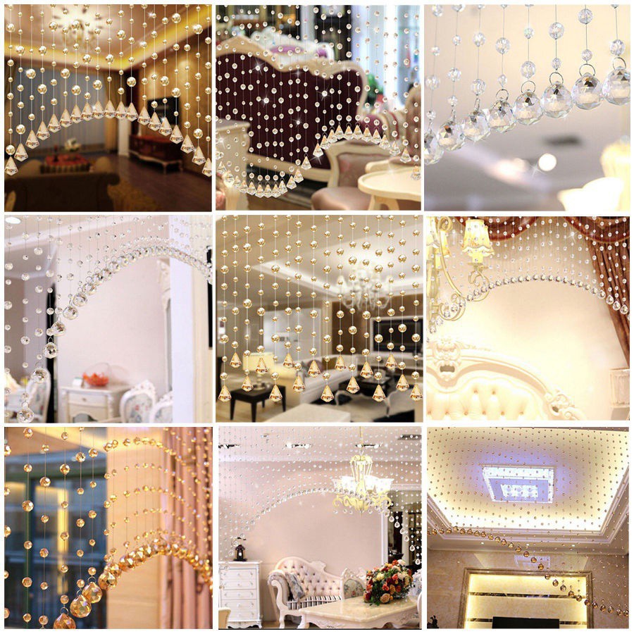 1pcs String Curtain Room Divider Crystal Beads Door Wedding Modern