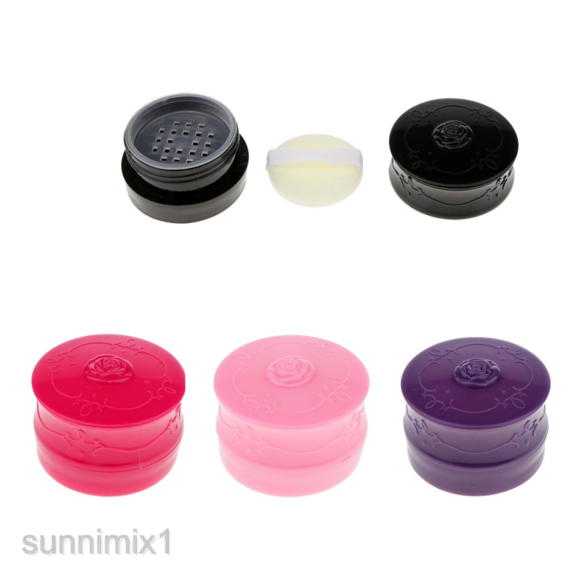 Travel Empty Makeup Loose Powder Container Case with Puff Sifter | Shopee  Singapore