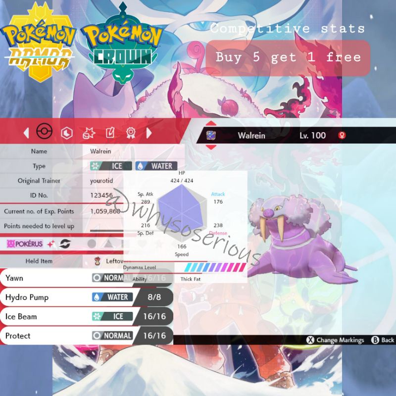 Pokemon Sword and Shield Square Shiny Walrein (Digital code) Shopee