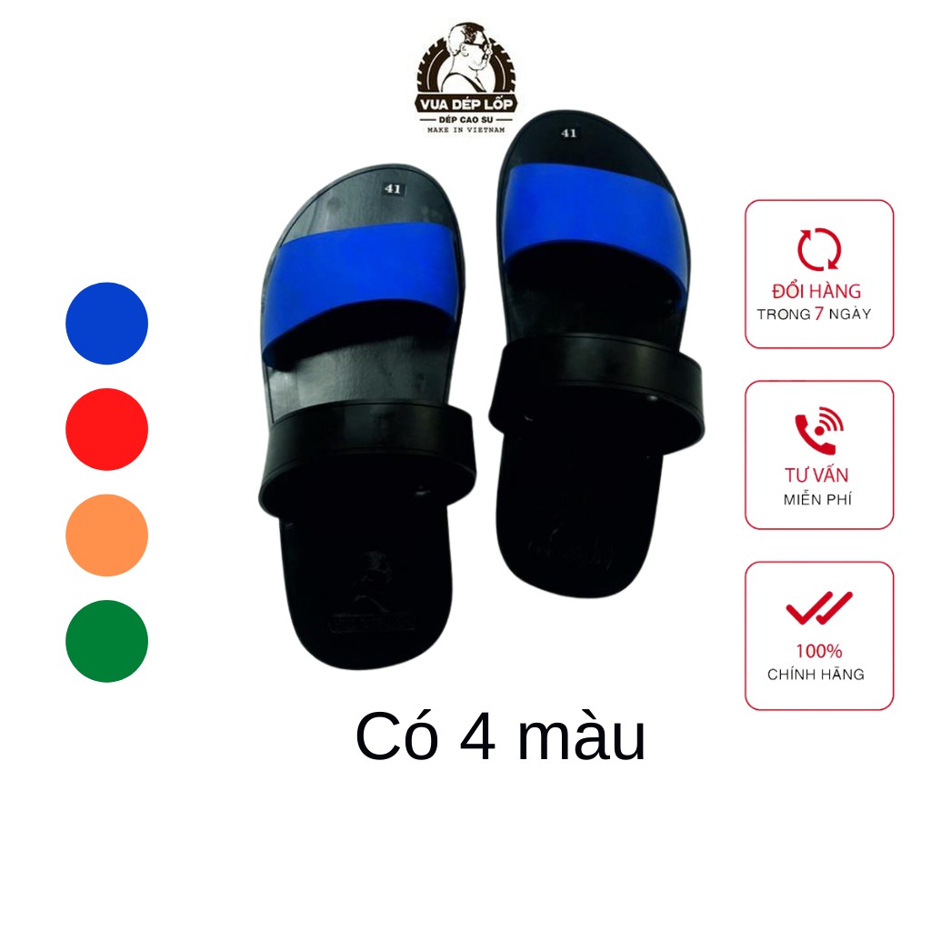 Dép cao su 2 quai ngang - 4 MÀU VUA DÉP LỐP