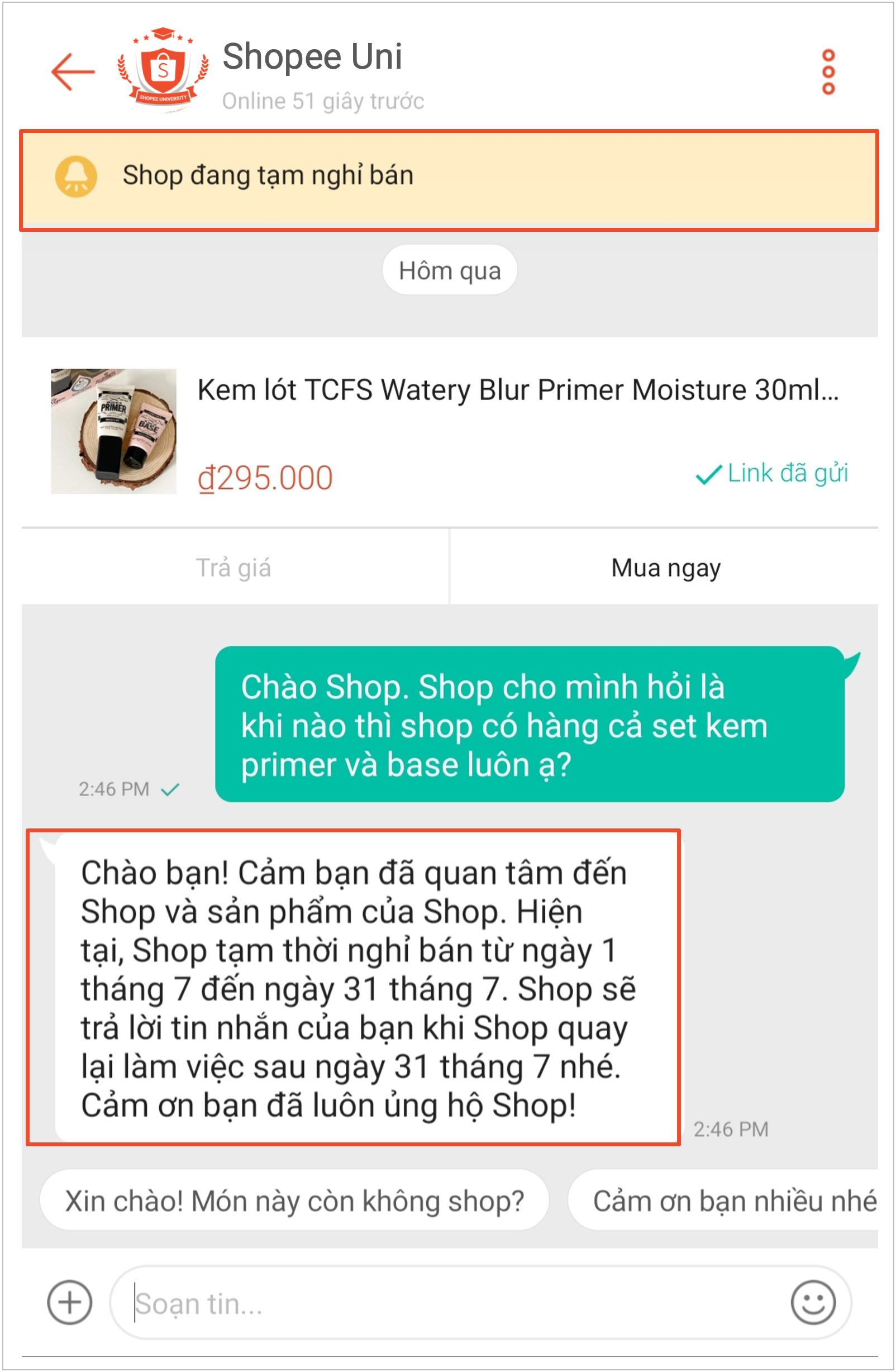 Cài Đặt Tin Nhắn Tự Động Khi Bật Chế Độ Tạm Nghỉ | Học Viện Shopee [Shopee]