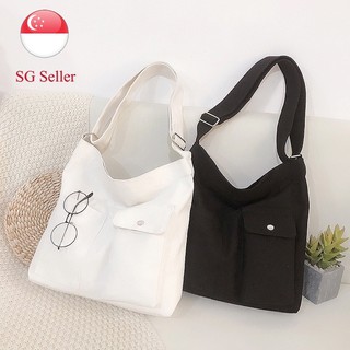 Image of SG Stock Solid Colours Canvas Shoulder Bag Tote Bag Sling Bag Carry Bag Fashion Bag 2021 Series (1)