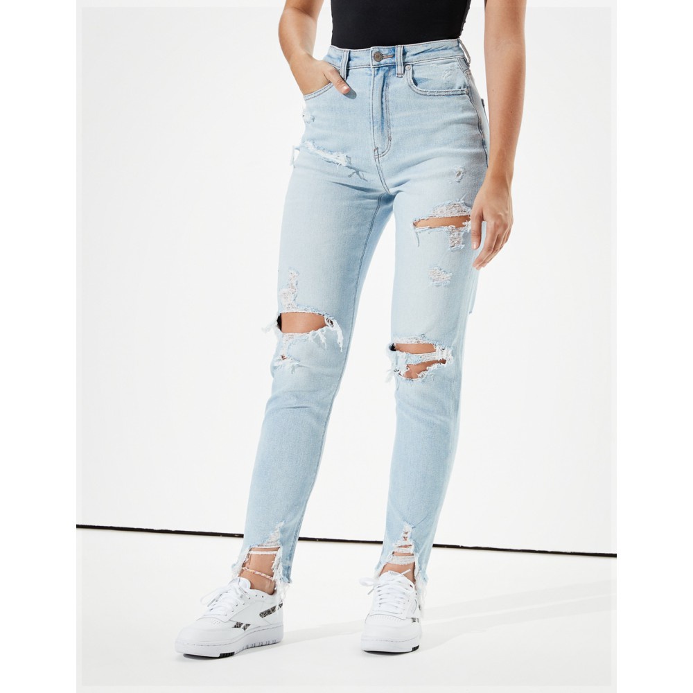 ae stretch ripped mom jean