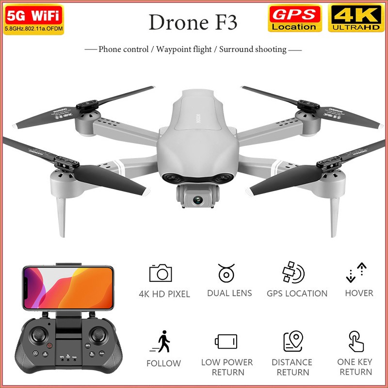 F3 Drone Gps 4k 5g Wifi Live Video Fpv Quadrotor Flight 25 Minutes Rc Distance 500m Drone Hd Wide Angle Dual Camera Shopee Singapore