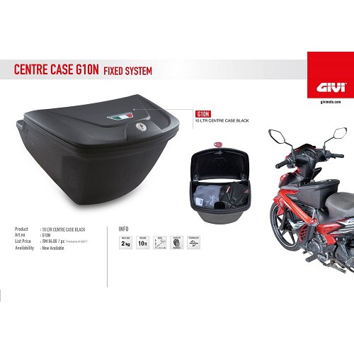 Givi Center Box For Yamaha Y15zr With Fitting Kit 10 Liter 12 Liter Shopee Singapore