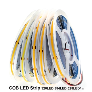Tranyton Lighting 5m/lot COB LED Strip Light 300 320 384 528 LEDs High Density Super Bright Flexible COB LED Lights DC12V 24V Warm/Natural White LED Tape #1