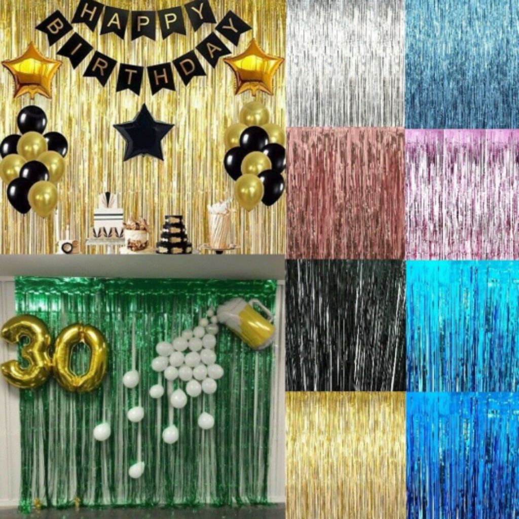 Spore Seller Tinsel Foil Curtains Party Streamer Metallic Foil Backdrop Streamers