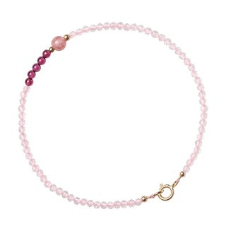 Image of thu nhỏ 2-3mm Strawberry Rose Quartz Crystal Bracelet Women's Chain Jewelry Pink Crystal Garnet Bracelet Exquisite 1pc #2