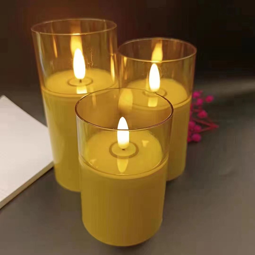 Led Candle Lights Smokeless Flickering Acrylic Glass Candles Electric