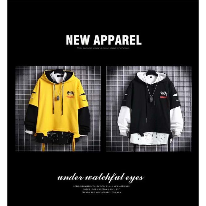 Image of 2 Colors【S-3XL】Printing Casual Street Fashion Fake Two Long Sleeve Hoodie Men Loose Coat Winter Jackets Sweatshirt #8