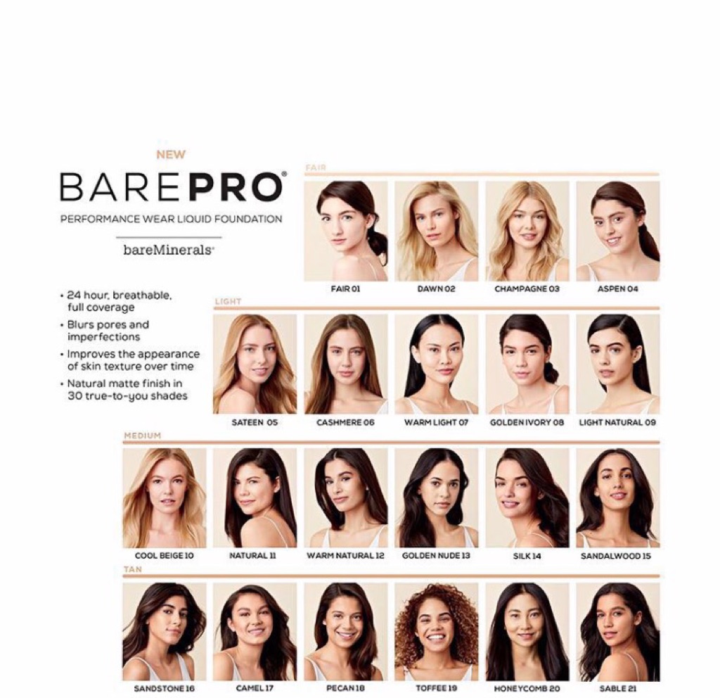 bareminerals barepro liquid foundation shades