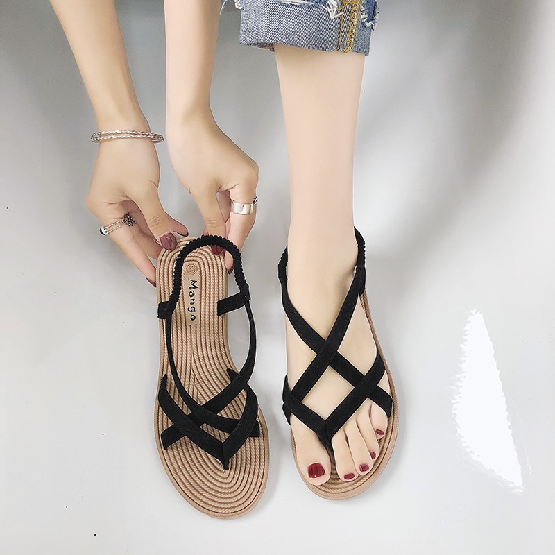 women's thong sandals cross strappy korean minimalist beach fashion ...
