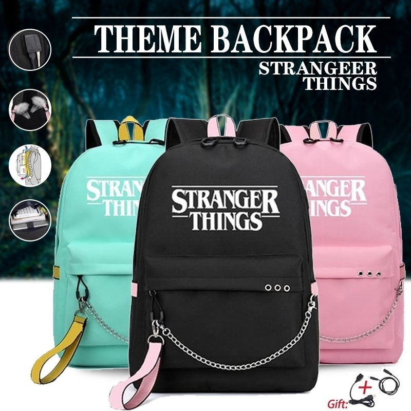 cool black roblox game cartoon printed canvas night light backpacks with usb charging boys and girls bookbags students school bag youth luminous