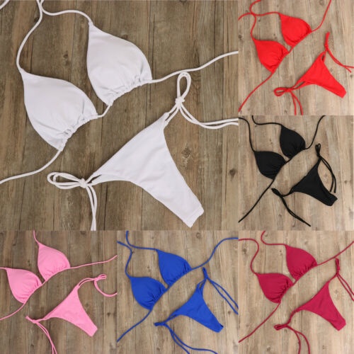 ⭐Women Sexy Bikini Sets Tie Side G-String Thong Swimsuit Female Bandage Bathing Suit Swimwear Biquin