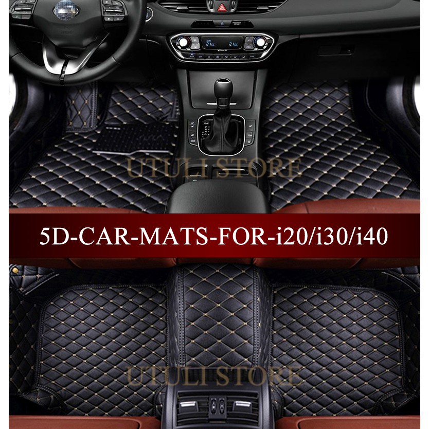 5d Leather Car Floor Mats Carpet For Hyundai I20 I30 I40 Shopee