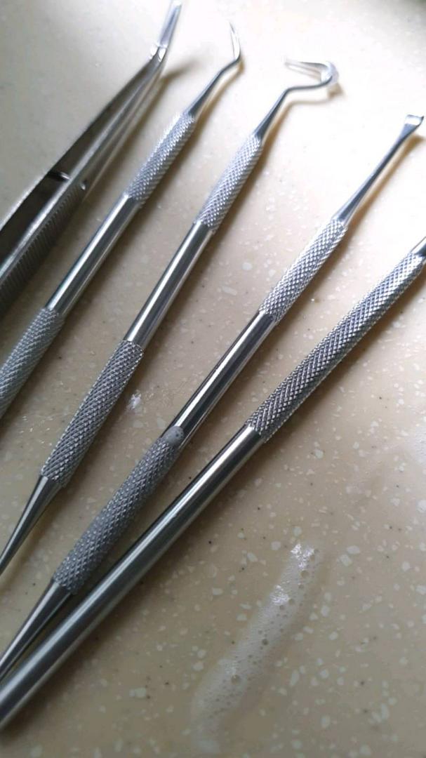 Silver 5pcs Stainless Steel Dental Tools Kit Teeth Tartar Scraper Mouth