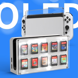 For Nintendo Switch OLED Charger Dock Cover Case With Game Card Storage Dustproof PC Hard Shell for NS Game Case