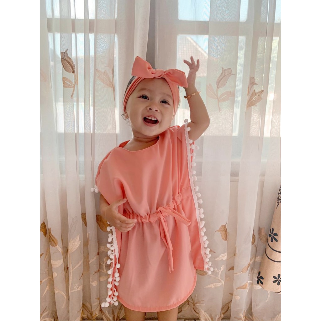 Pompom Rendra Drawstring Kaftan Baby And Child Caftan Shopee Singapore