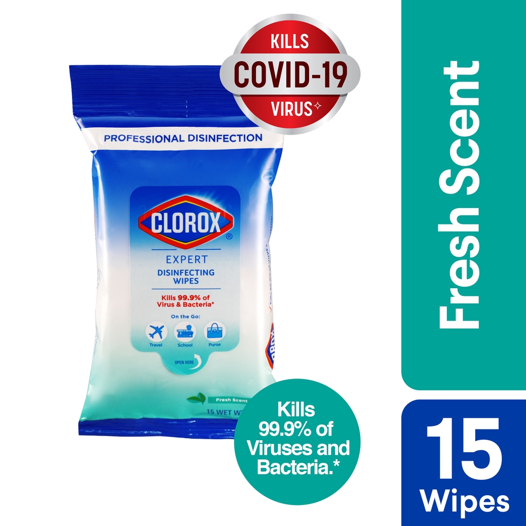Clorox Expert Disinfecting Wipes Flowpack Fresh Scent, 15S Shopee