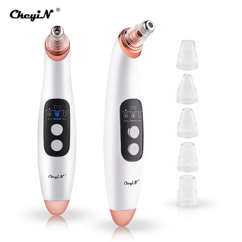 CkeyiN Rechargeable Blackhead Remover 6 Heads Vacuum Suction Acne