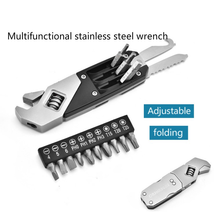 Stainless Steel Adjustable Wrench Folding Hexagon Spanner