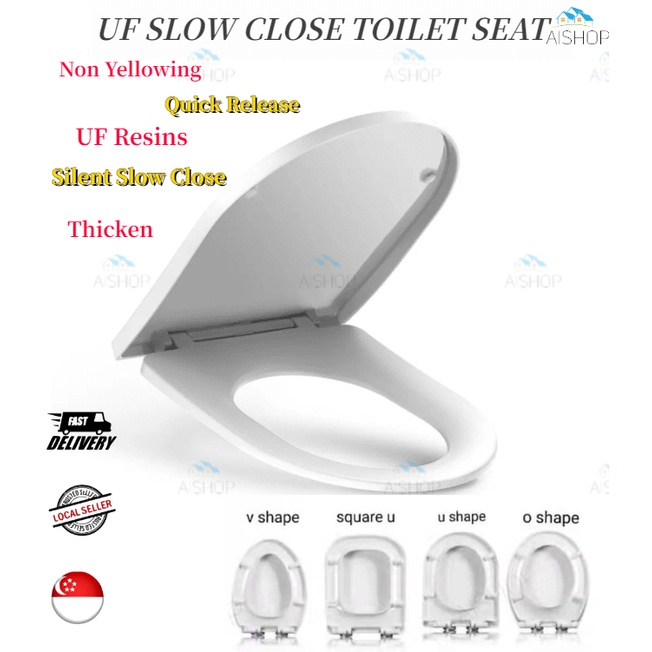 [SG Seller]UF Resin Toilet Seat Cover Two Second Quick Release Silent SlowClose Extra Thickness