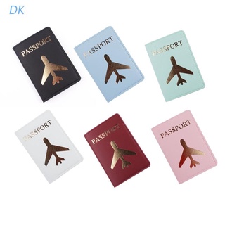 DK Business Travel Passport Holder Cover Hot Stamping Plane Faux Leather Wallet