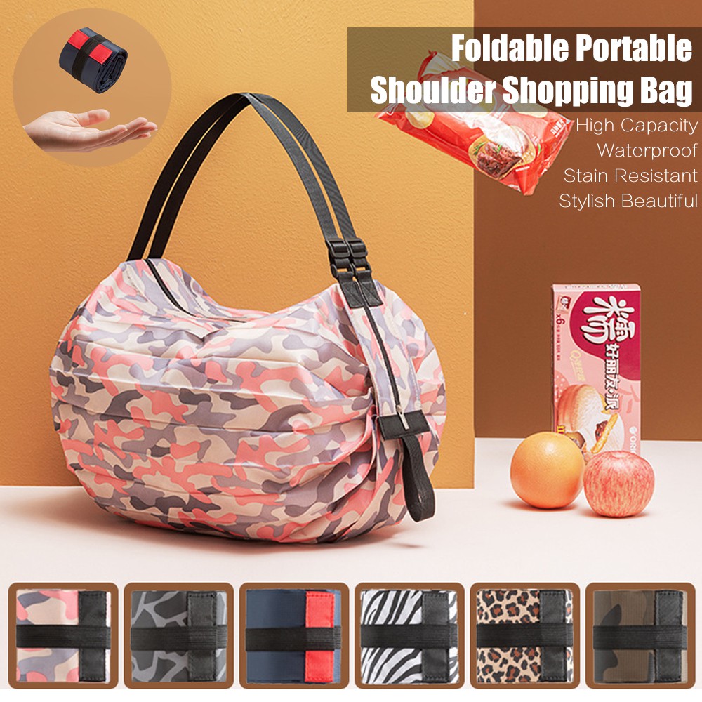 Extra Large Foldable Shopping Bag Recyclable Reusable Fashionable Storage Handbags Sports Waterproof  Shoulder Bag Ready Stock