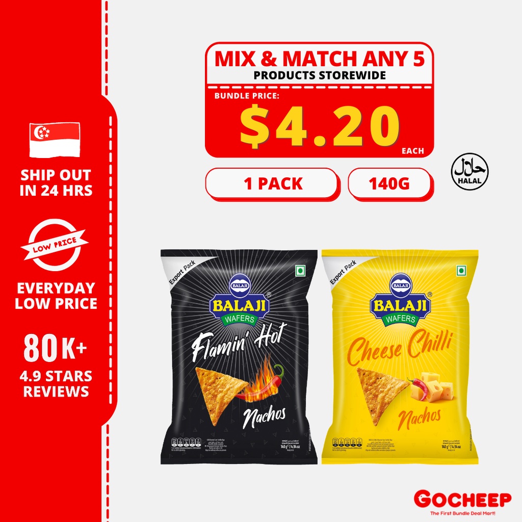 (140g) Balaji Nachos Chips Flamin Hot / Cheese Chilli Snacks Chips