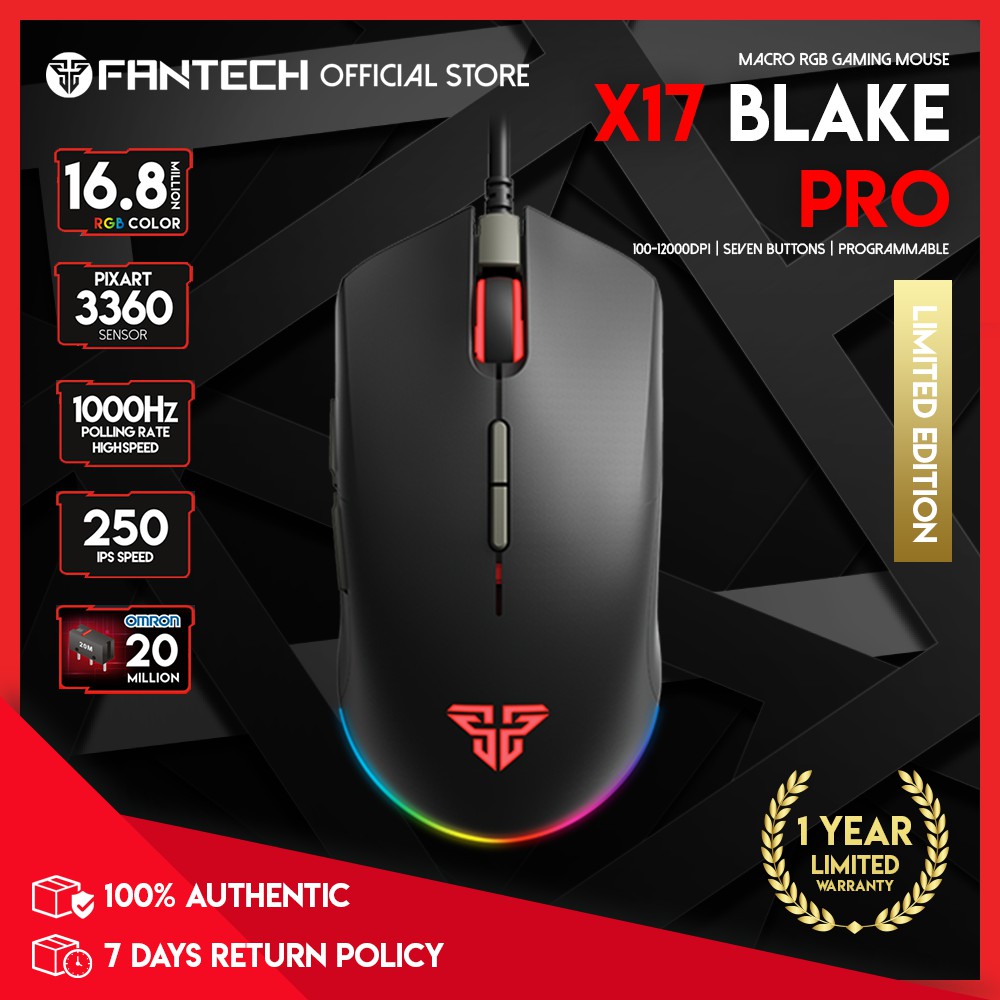  Fantech  Singapore X17 BLAKE PRO  Macro RGB Gaming Mouse 