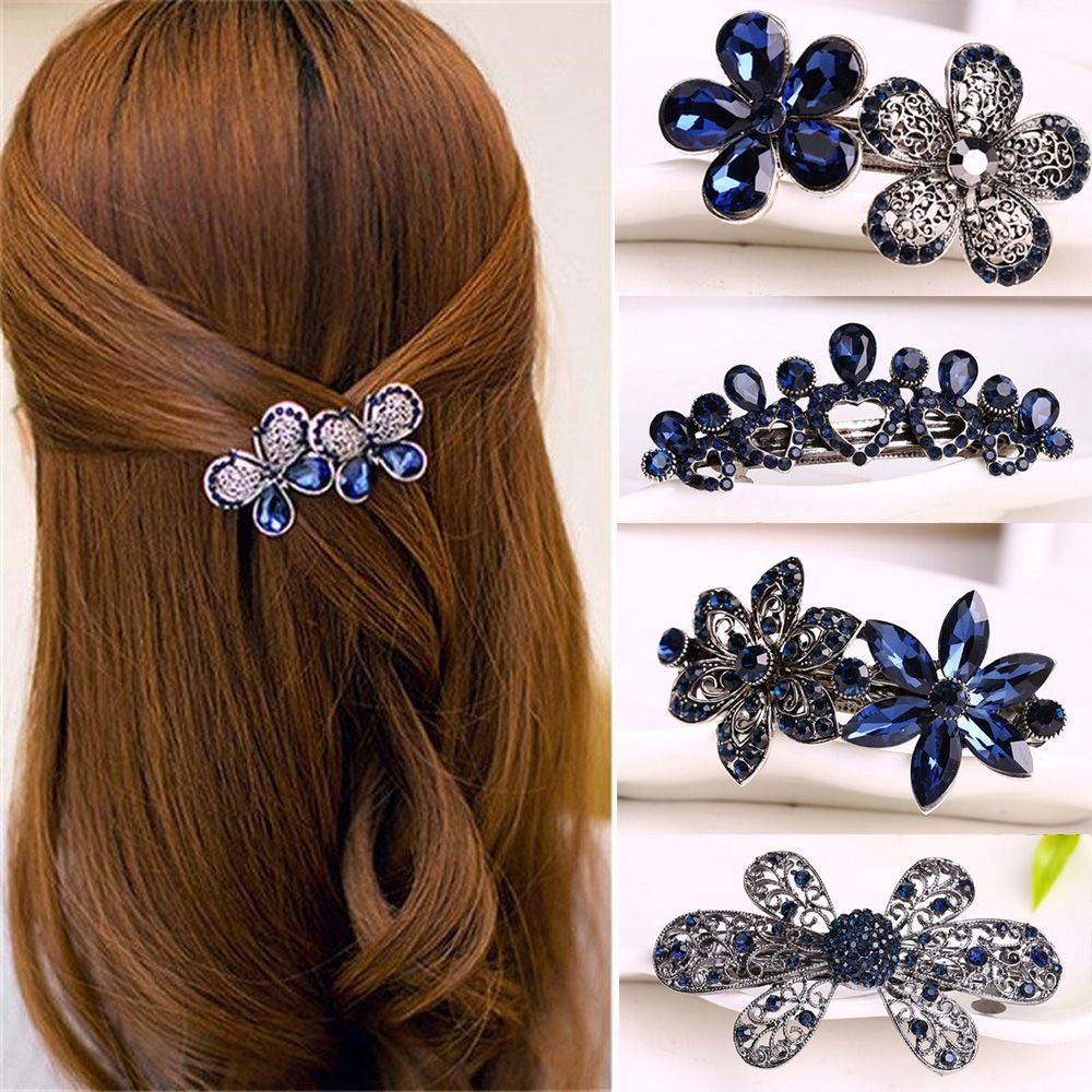 Crystal Metal Butterfly Hair Clip Bow Knot Barrette Flowers Hairpin ...