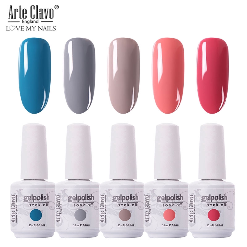 [Ready Stock]Arte Clavo 15ml 5pcs/Set Gel Nail Polish 131 Colors Semi ...