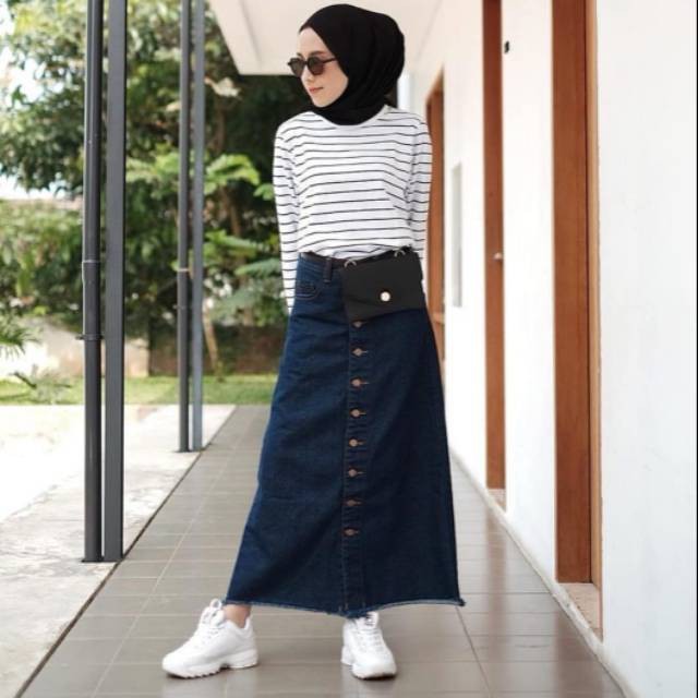 Rok Button Jeans Rawis Button Skirt 