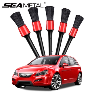 SEAMETAL Car Cleaning Brush Natural Soft Boar Hair Detailing Long Handle Auto washer Brushes Set For Motorcycle Exterior Accessories Tool