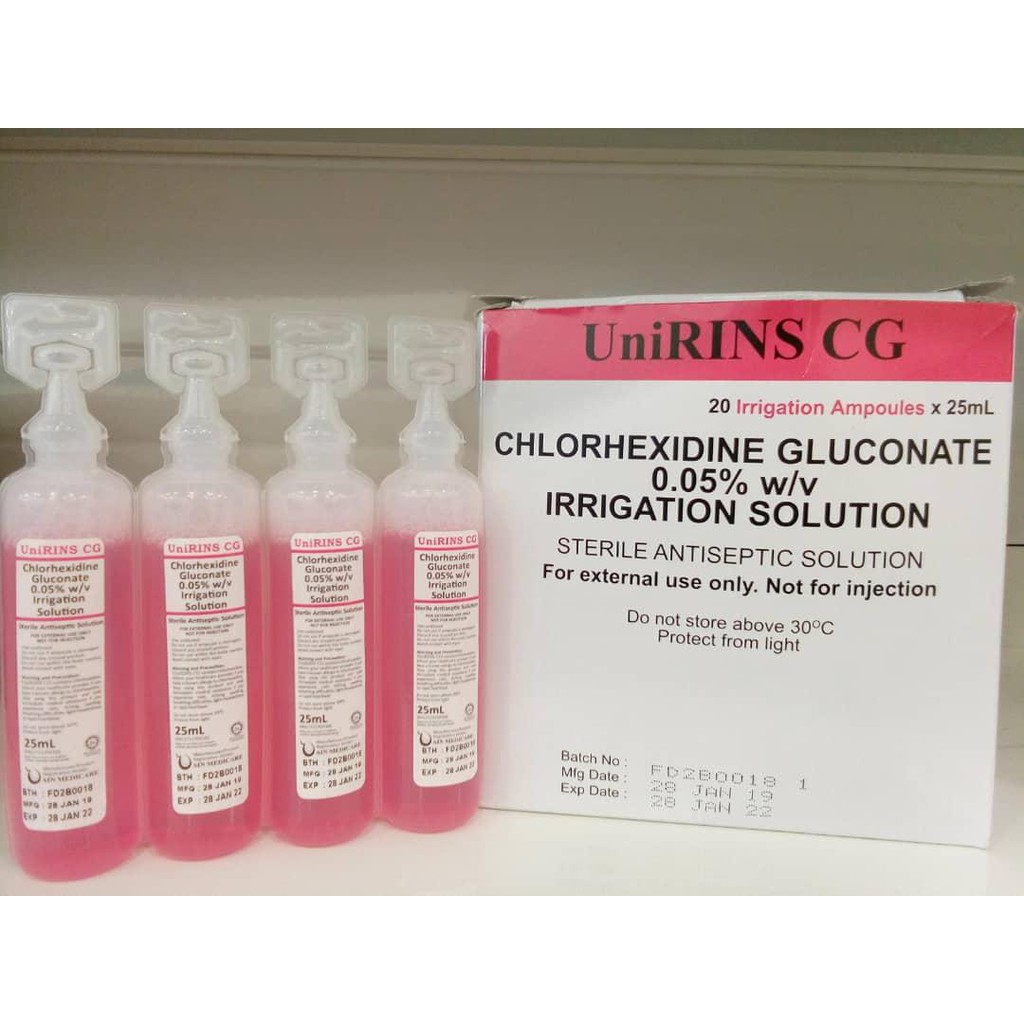 Unirins cg chlorhexidine gluconate 0 05 w v irrigation solution 25ml x