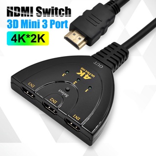 3D Mini 3 Port HDMI Switch 4K*2K 1080P 3 in 1 out Port Hub 1.4b 4K Switcher Splitter For PS4 TV Box Projector Monitor