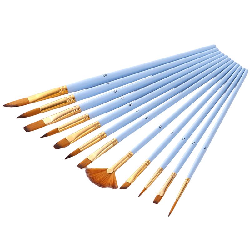 12 Pcs Artists Paint Brush Set Matte Acrylic Watercolor Fan Shaped ...