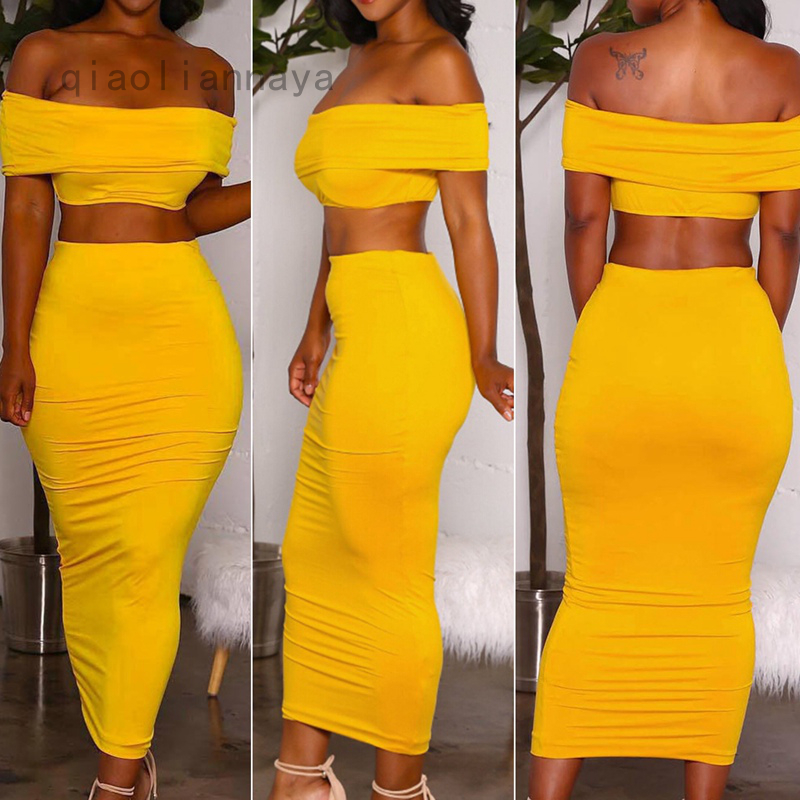 bodycon yellow skirt